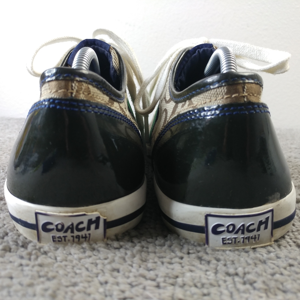 Coach Signature Logo Sneakers Womens Size 8 Shoes Brown Beige Low Top - Picture 9 of 10
